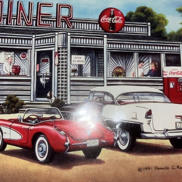 Sealed Coca Cola Truck & Diner Corvette Chevy Belair Retro Placemats Place Mats - Picture 2 of 5
